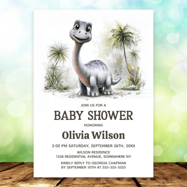 Cute Dinosaur Baby Shower Invitation (Creator Uploaded)