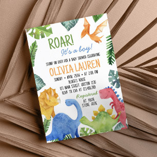Cute Dinosaur Baby Shower Invitation