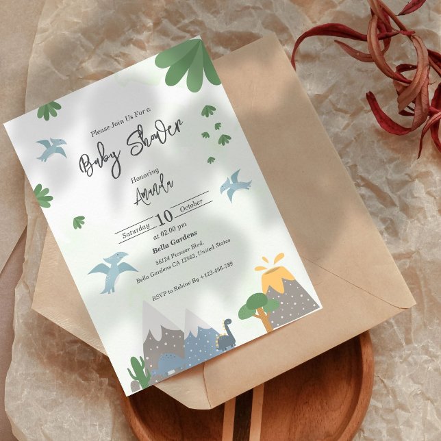 Cute Dinosaur Baby Shower Invitation (Creator Uploaded)