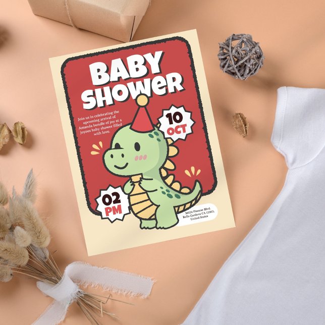 Cute Dinosaur Baby Shower Invitation (Creator Uploaded)