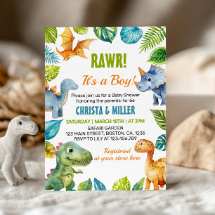 Cute Dinosaur Baby Shower Invitation