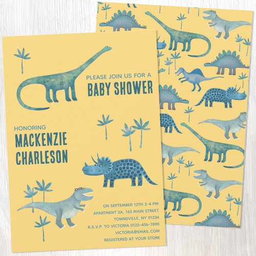 Cute Dinosaur Baby Shower Invitation