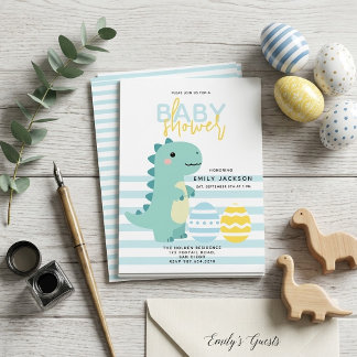 Cute Dinosaur Baby Shower Invitation, Boy Dino Egg Invitation