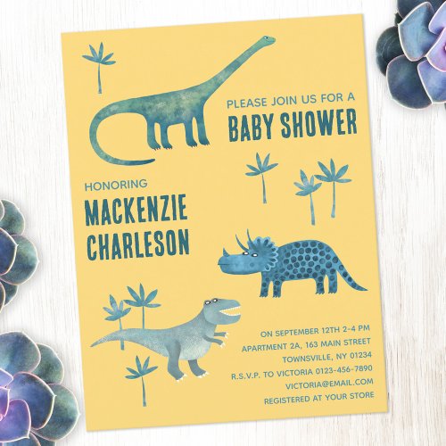 Cute Dinosaur Baby Shower Invitation Postcard