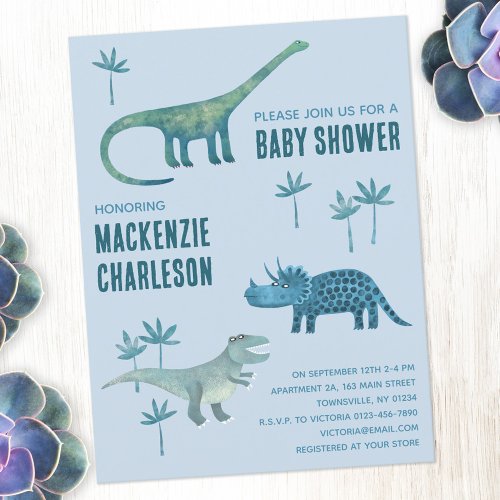 Cute Dinosaur Baby Shower Invitation Postcard