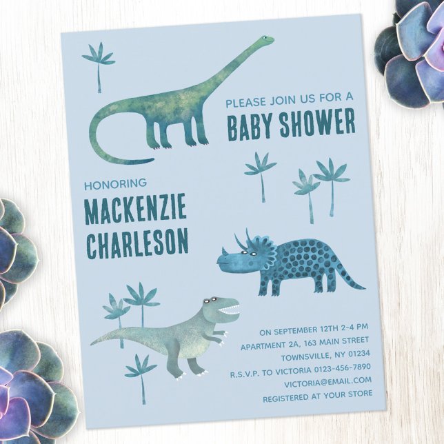 Cute Dinosaur Baby Shower Invitation Postcard (Creator Uploaded)