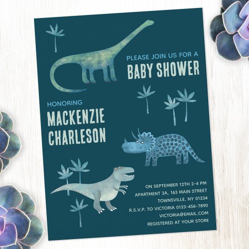 Cute Dinosaur Baby Shower Invitation Postcard