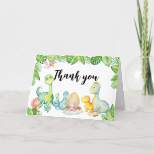 Cute Dinosaur Baby Shower  Letterpress Thank You Card