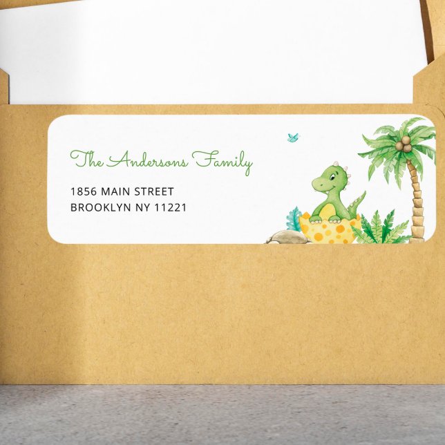 Cute Dinosaur Baby Shower Return Address Label (Creator Uploaded)