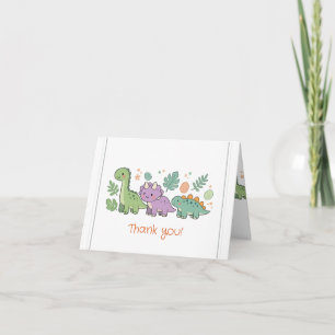 cute dinosaur baby shower thank you card