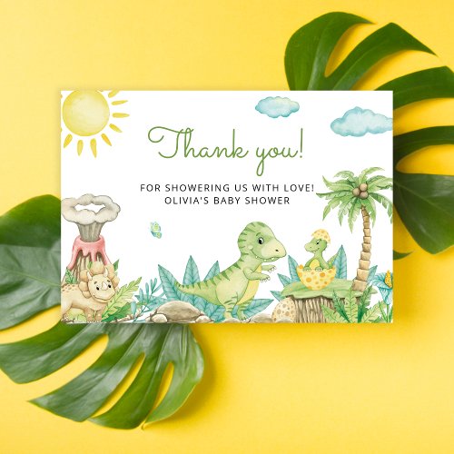 Cute Dinosaur Baby Shower Thank You Card