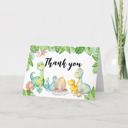 Cute Dinosaur Baby Shower  Thank You Card