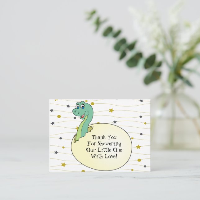 Cute Dinosaur Baby Shower Thank You Card (Standing Front)
