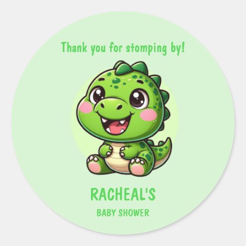 Cute dinosaur baby shower thank you classic round sticker