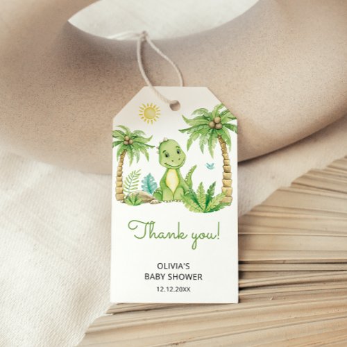 Cute Dinosaur Baby Shower Thank You Gift Tags