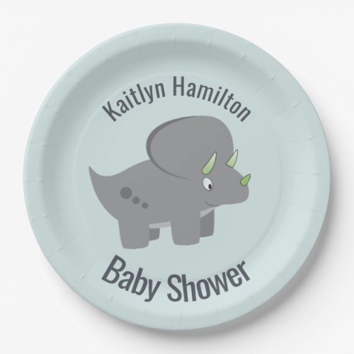Cute Dinosaur  Baby Shower To Honor the New Mom Paper Plates