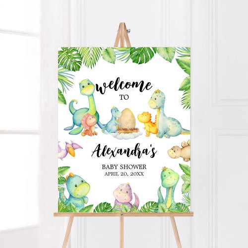Cute Dinosaur Baby Shower Welcome Poster