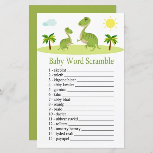 Cute Dinosaur Baby word scramble game