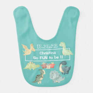 Cute Dinosaur Baby's First Birthday Light Green Baby Bib