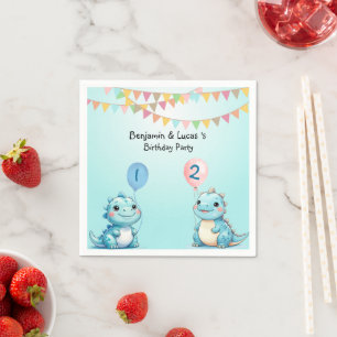 Cute Dinosaur Balloon Boy friends birthday party Napkins
