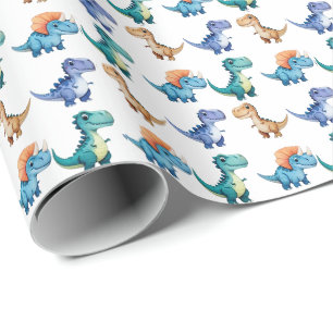 Cute Dinosaur Balloon Boy friends birthday party Wrapping Paper