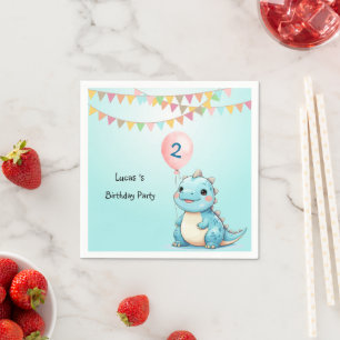 Cute Dinosaur Balloon Boy Happy birthday party Napkins