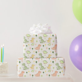 Cute Dinosaur & Balloon Pattern Birthday Wrapping Paper