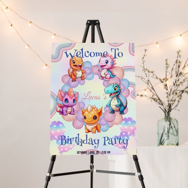 Cute dinosaur Balloon School kids birthday party  Foam Board (In Situ (Stand))