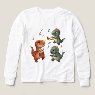Cute Dinosaur Band Cartoon Illustration Tri-Blend Shirts