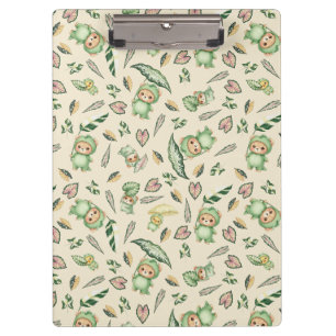 Cute Dinosaur Bear and Leaves Seamless Pattern Clipboard