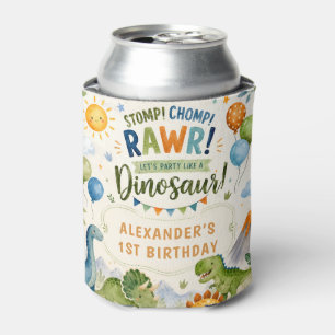 Cute Dinosaur Birthday Can Cooler