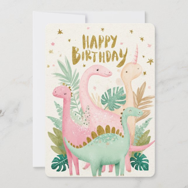 Cute Dinosaur Birthday Card (Front)