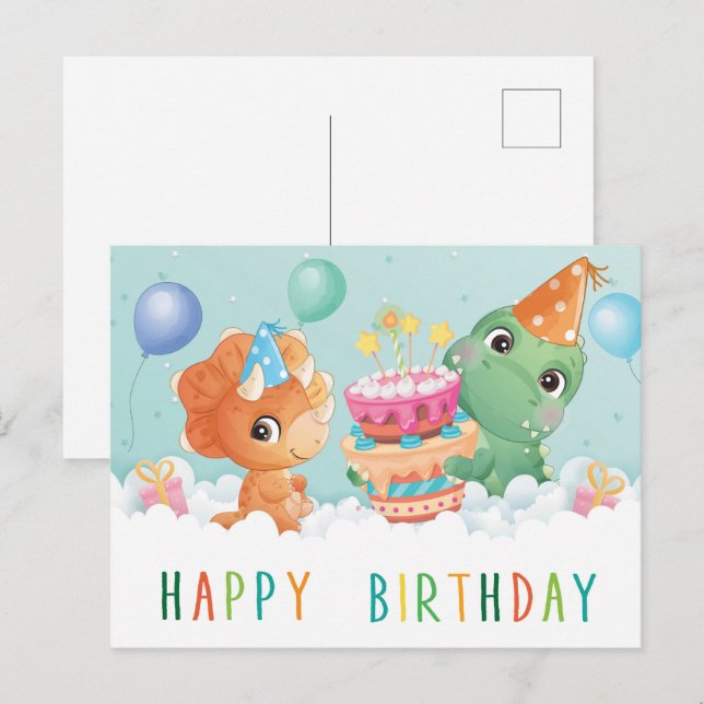  cute dinosaur birthday card (Front/Back)