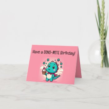 Cute Dinosaur Birthday Card! Holiday Card by bunnieclaire at Zazzle