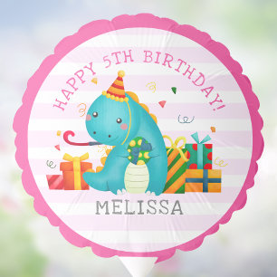 Cute Dinosaur Birthday Girl Party Balloon