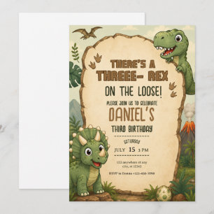 Cute Dinosaur Birthday Invitation for Boys