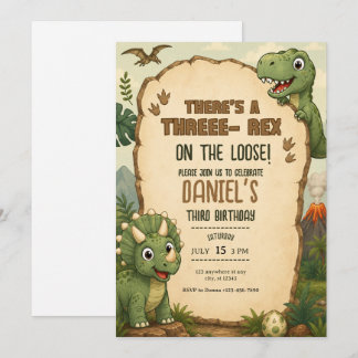 Cute Dinosaur Birthday Invitation for Boys