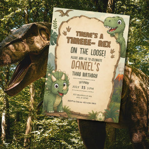 Cute Dinosaur Birthday Invitation for Boys