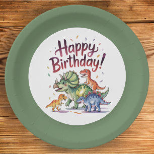 Cute Dinosaur Birthday Paper Plates