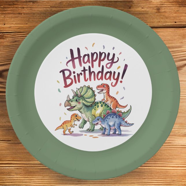 Cute Dinosaur Birthday Paper Plates (Creator Uploaded)