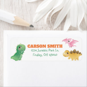 Cute Dinosaur Birthday Party Address Label