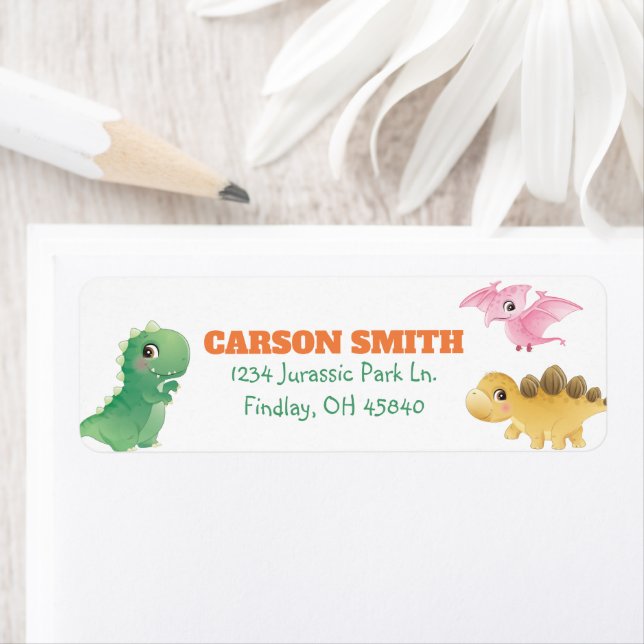 Cute Dinosaur Birthday Party Address Label (Insitu)