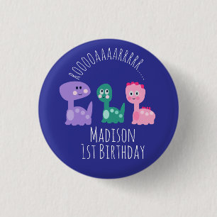 Cute Dinosaur Birthday Party Colorful Button