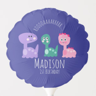 Cute Dinosaur Birthday Party Colorful Invitation Balloon