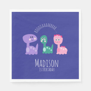 Cute Dinosaur Birthday Party Colorful Invitation Napkins