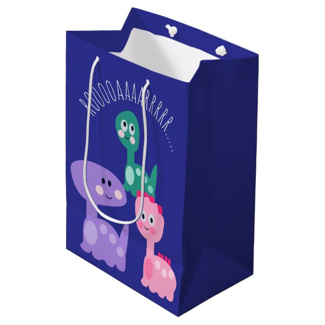 Cute Dinosaur Birthday Party Colorful  Medium Gift Bag (Front Angled)