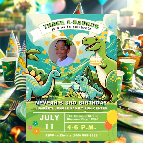 Cute Dinosaur Birthday Party Invitation