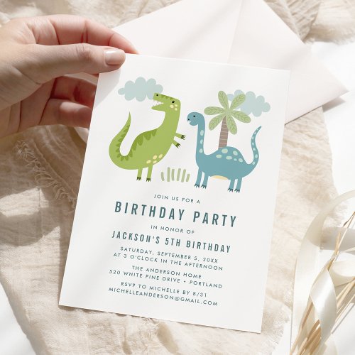 Cute Dinosaur Birthday Party Invitation