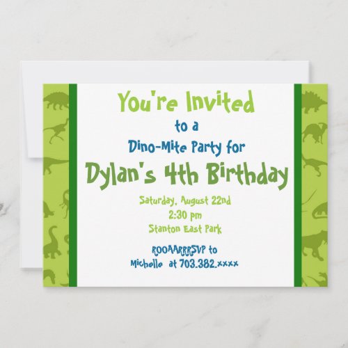 Cute Dinosaur Birthday Party Invitation Templates