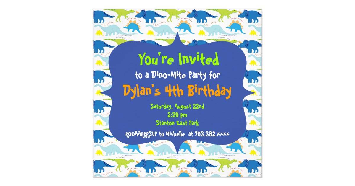 Cute Dinosaur Birthday Party Invitation Templates Zazzle Com